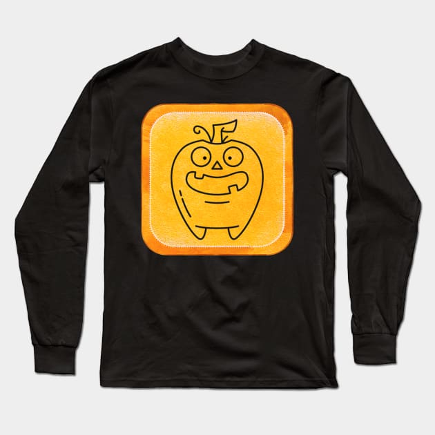 Funny Orange Halloween Pumpkin Long Sleeve T-Shirt by JanesCreations